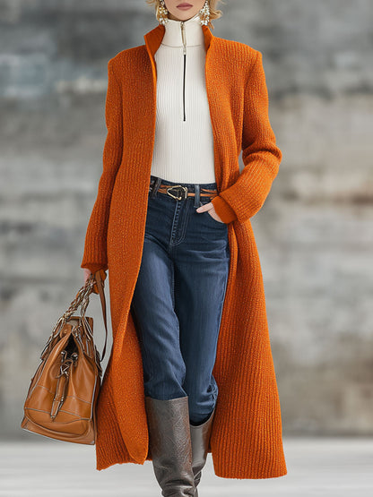 Veste Tricot Orange Vintage au Style Décontracté